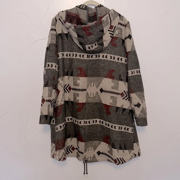 BB DAKOTA Navajo Aztec Blanket Print Wool Mix Coat EUC L - Picture 4 of 4